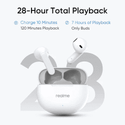 realme Buds T01 Truly Wireless Earbuds | AI ENC for Calls | 13mm Dynamic Driver | White | RMA2406