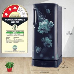 LG Direct Cool Single Door Refrigerator | 185 L | 3 Star | Blue Charm | GL D201ABCD
