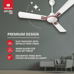 Havells Astura Ceiling Fan | 1200mm | White Maroon
