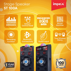 Impex ST 100A Stage Speaker | FM Radio | 100W | Black