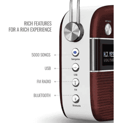 Saregama Carvaan Malayalam Portable Bluetooth Speaker | Cherrywood Red | SC03