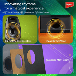 Impex Micro Plus Bluetooth Speaker | 2.1 Channel Multimedia Speaker System | 20 W | Remote Function | Black