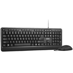 Lenovo 160 wired keyboard mouse combo | Waterproof Exoskeleton | Black