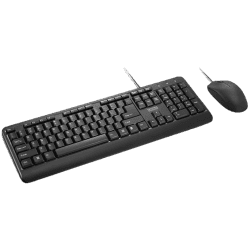 Lenovo 160 wired keyboard mouse combo | Waterproof Exoskeleton | Black