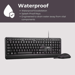 Lenovo 160 wired keyboard mouse combo | Waterproof Exoskeleton | Black