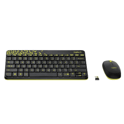 Logitech Nano Wireless USB Keyboard Mouse Combo  | Black and Chartreuse Yellow | MK240