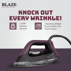 Havells Blaze Heavy Weight Dry Iron | 1250 W | Black