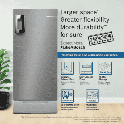 Bosch Direct Cool Single Door Refrigerator | 207L | Base Stand with Drawer | Fine Steel | CST20S25PI