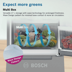Bosch Direct Cool Single Door Refrigerator | 207L | Base Stand with Drawer | Fine Steel | CST20S25PI