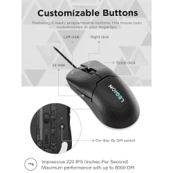 Lenovo Legion M300s RGB Gaming Mouse | 8000 DPI Adjustable Sensor | Black