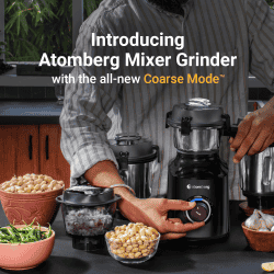 Atomberg Zenova Mixer Grinder | 550W | 4 Jars |  Unique Coarse Mode | Black