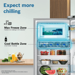 Bosch Direct Cool Single Door Refrigerator | 207L | Base Stand with Drawer | Fine Steel | CST20S25PI