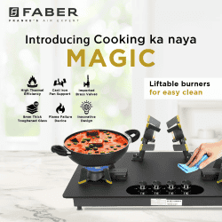 Faber Magiclift Automatic Hob | Toughened Glass Top | 4 Burner | HT904