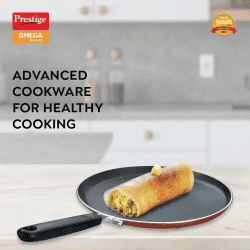 Prestige Omega Deluxe Aluminium Induction Base Non Stick Omni Tawa | 28 cm | Red