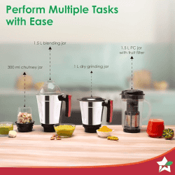 Wonderchef Select Mixer Grinder | 750W  | 4 Jar | Black