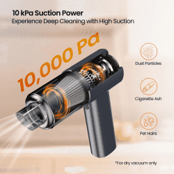 Portronics Mopcop Pro Rechargeable Handheld Vacuum Cleaner | 10000 Pa Suction | Black | ‎POR 2670