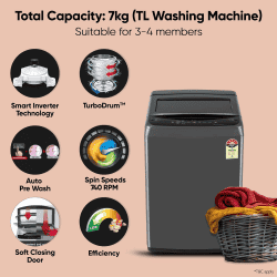 LG Fully Automatic Top Load Washing Machine | 7 kg | 5 Star | Smart Inverter Technology | Middle Black | T70VBMB1Z