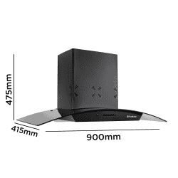 Faber Hood Ace Pro Wall Mounted Chimney | 3D | 90 cm | Black | HC PB FL BK