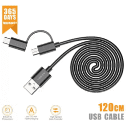 Veger 2 IN 1 USB Type C Cable | Black | VG12X