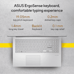 ASUS Vivobook GO 15 Laptop | AMD Ryzen 5 Quad Core 7520U | 16 GB | 512 GB  | Silver | E1504FA-LK541WS