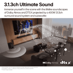 LG Dolby Atmos Soundbar | 400W |  3.1.3 Ch | Triple Up Firing speaker | DTS X | Black | S77TY CINDLLK