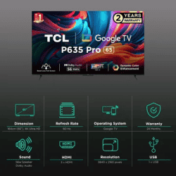 TCL Pro 4K Ultra HD LED Android TV | 164cm (65 Inch) | 65P635