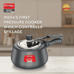 Prestige Nakshatra Cute Pressure Cooker | 3 L | Duo Svachh Hard Anodised Spillage Control | Black