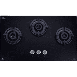 Elica  Flexi 375 Lotus IND HD Brass Automatic Hob | 3 Burners | Black
