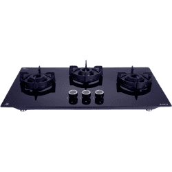 Elica  Flexi 375 Lotus IND HD Brass Automatic Hob | 3 Burners | Black