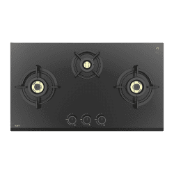 Kaff Built in Glass Automatic Hob |  3 Burners |  Full Brass Burners | Black | ASF 783