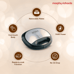 Morphy Richards SM3006 Interchangeable Toaster | Silver & Black | 370042