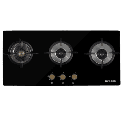 Faber Maxus Glass Automatic Hob | 3 Burners | Black | HT803 CRS BR CI AI