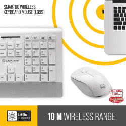 Lapcare Smartoo Wireless Multimedia Combo Keyboard Mouse | 1200dpi | White & Silver