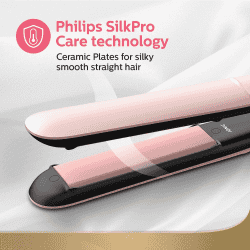 Philips Hair Straightener | Kerashine Ceramic Plates with Silkprotect Technology | Pink | BHS378/10