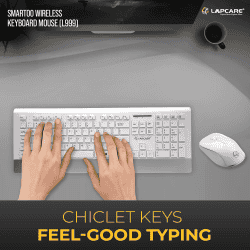 Lapcare Smartoo Wireless Multimedia Combo Keyboard Mouse | 1200dpi | White & Silver