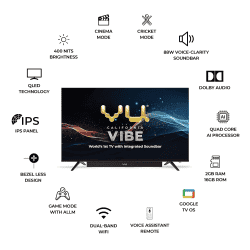 Vu Vibe Series QLED Smart Google TV | 55 inch | 400 Nits Brightness | 55VIBE24