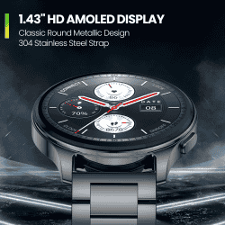 Amazfit Huami Pop 3R Metal Strap Smart Watch | Metallic Black