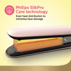 Philips Hair Straightener | Kerashine Ceramic Plates with Silkprotect Technology | Pink | BHS378/10