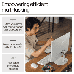 HP All in One Desktop | Intel Core i3 N300 | 21.5 inch | 8 GB | 512GB SSD | FHD Anti Glare  | White | 22-dg0786in