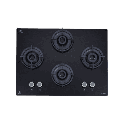 Elica FLEXI 470 LOTUS IND HD BRASS Glass Automatic Hob | 4 Burners | Black