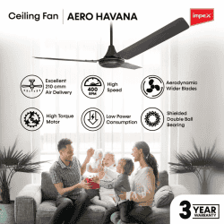 IMPEX AERO HAVANA High Speed Ceiling Fan | 1200mm | Smoke Brown
