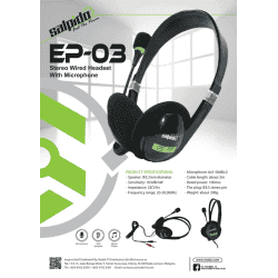 Salpido Stereo wired headset with Microphone | Black | Ep-03