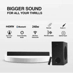 PHILIPS Soundbar | Dolby Digital with Wireless subwoofer | 240 W | Bluetooth | Black | TAB7007/94