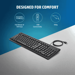HP 100 Wired USB Desktop Keyboard | Black