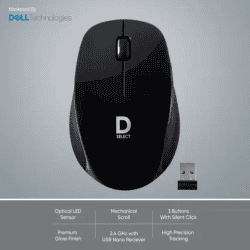 DSelect by Dell DS320 Wireless Optical Mouse | 2.4GHz | Black