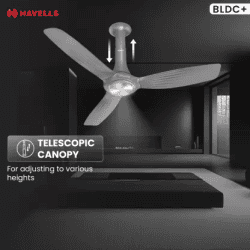 Havells Inox UL BLDC Ceiling Fan | 1200 mm | 5 Star | Metallic Grey