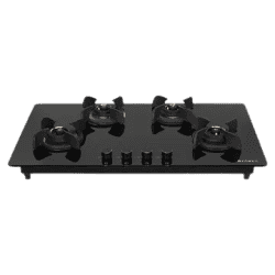 Faber Ultima Plus AI Toughened Glass Automatic Electric Hob | 4 Burner | Premium Quality Knob | Black | HT904 CRS BR CI