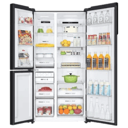 Haier Frost Free Side by Side Refrigerator | 598 L | 3 Star | Black Glass | HRT-683KGU1