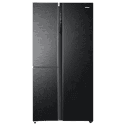 Haier Frost Free Side by Side Refrigerator | 598 L | 3 Star | Black Glass | HRT-683KGU1