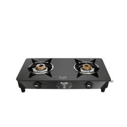 Preethi Blu Flame Zeal Plus Glass Manual Gas Stove |  2 Burner | Black | GTS408